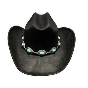 Black Cowboy Hat with Turquoise Concho Band
